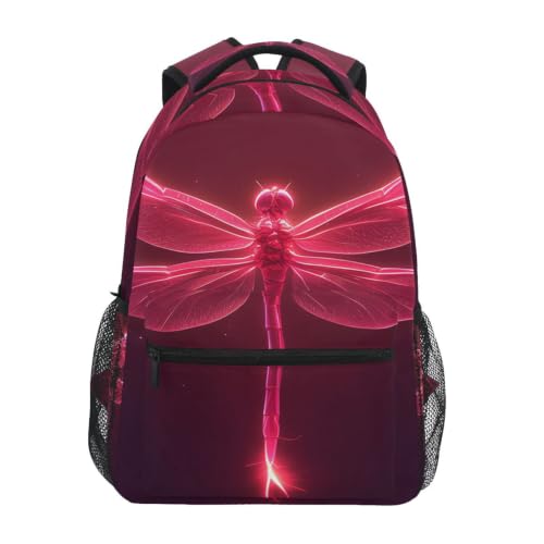 Sacs cartable libellule rouge rose rougeoyant avec bandoulière