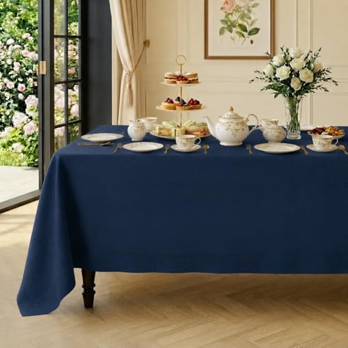 Classic Linen™ by D'Moksha, 100% Linen Navy Blue Tablecloth 60 x 156 Inch