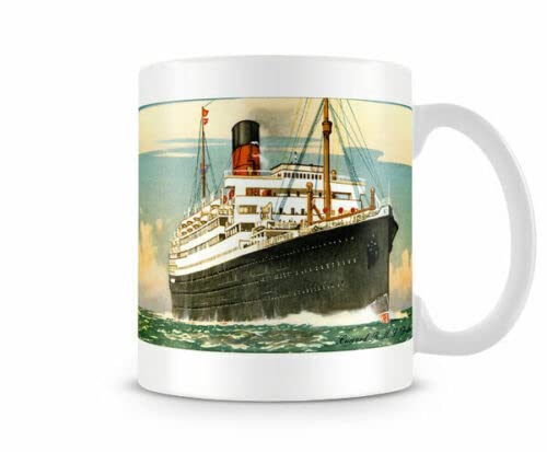 Voltx Design Cunard Line Ship Rms Scythia Built In 1920 Printed Ceramic Tea and Coffee Mug 320ml |Coffee Mug |Novelty Mug |Mug for Tea & Coffee|Ceramic Coffee Mug |Printed Coffee Mug