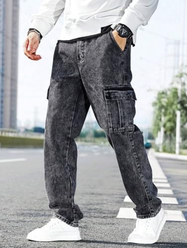 Image of TAGAS Men Loose Fit Men's Flip Pocket Jeans || Mens Stylish Cotton Loose Fit Denim Cargo || Multi-Pocket Styling Pant||