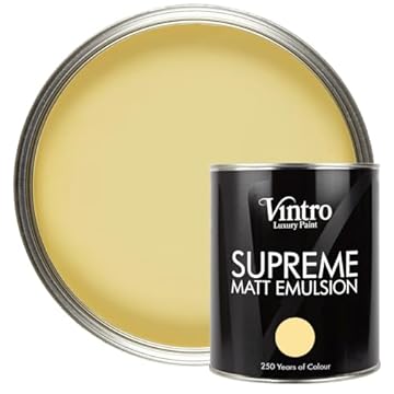 Vintro | Luxury Matt Emulsion | Smooth Chalky Finish | Multi Surface Paint | for Walls, Ceilings, Wood and Metal | 1L (Pale Yellow (Xanthe))
