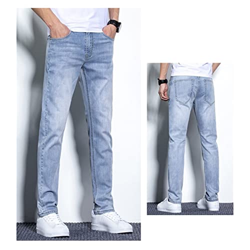 Mens Stretch Straight Leg Jeans Slim Fit Washed Straight Leg Denim Pants Lightweight Comfort Jean3
