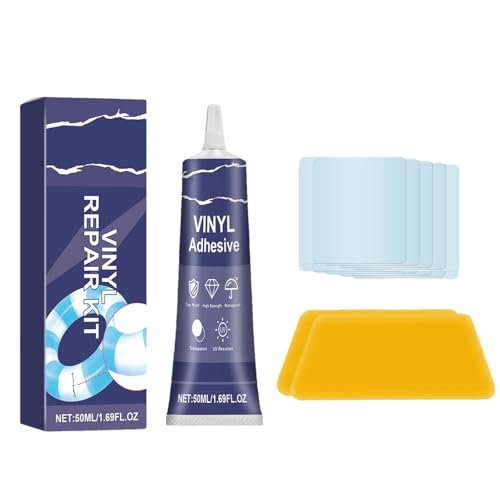 Nuytghr Parche inflable, kit de parches de balsa, pegamento para reparación, reparación de parches de revestimiento de piscina, kit de parches de colchón inflable, parches de reparación de cama de