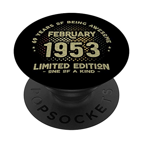 Regalo 69 años Cumpleaños Hombre Mujer - Febrero 1953 PopSockets PopGrip Intercambiable