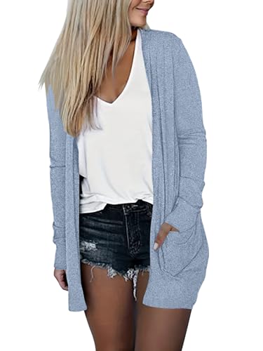 Image of DB MOON Womens Long Cardigan 2026 Fall Lightweight Long Sleeve Open Front Sweater with Pockets