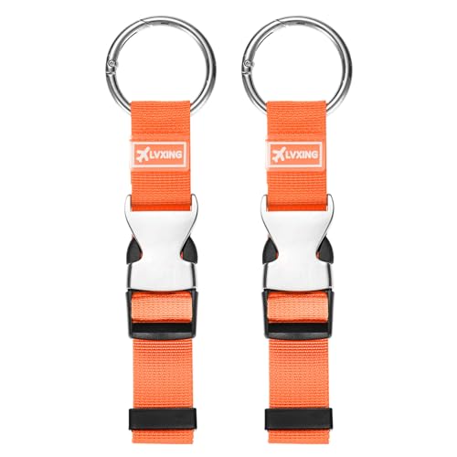 Image of M METERXITY 2-Pack Add A Bag Luggage Strap, Adjustable Suitcase Belt for Connecting Luggage /Backpack /Jacket, Carry Strap with Ring Buckle [Orange]
