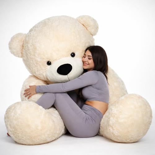 Image of JAI SHREE Cream Color Teddy Bear 7 Feet Soft Plush Toy for Kids & Girls | Big Hugable Teddy Bear with Paw Design | Valentine, Birthday (Cream /84 inch)