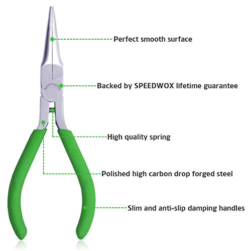 SPEEDWOX Needle Nose Pliers for Jewelry Making Smooth Jaws Long Nose 5 Inches Mini Thin Needle Plirer Extra Long Plier Fine Chain Nose Plier Professional Tool Beading Hobby Craft Supplies - Image 2