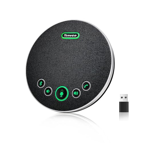 Tenveo Conference Speaker Microphone, Bluetooth/Dongle/USB Connectivity, 4 AI Noise Mics and...