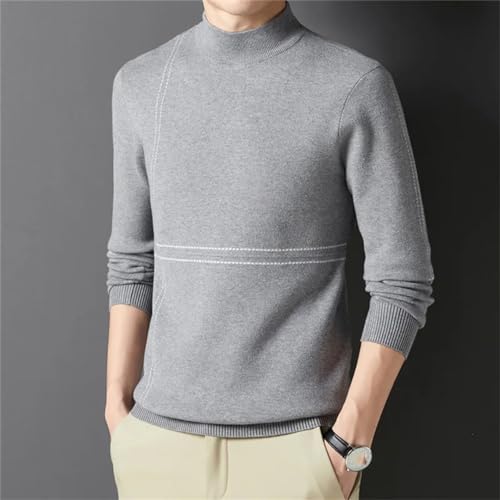 Autumn Winter Classic Stripe Contrast Color Half Turtleneck Men Fit Thick Warm Sweater Business Casual Classic Pullover4