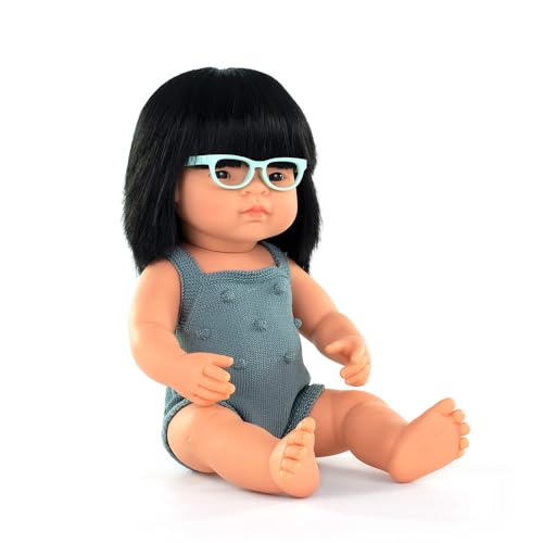 Miniland Muñeca Asiática con Gafas 15 pulgadas miniatura 1