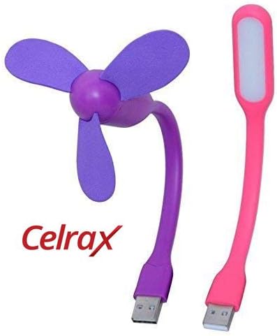 Celrax Universal High Speed USB Fan Laptop Fan Plastic Blades Cooling Fan Personal Portable Fan with 360 Rotation Adjustable Angle with 5V 1.2W Portable Flexible USB LED Light Lamp for Laptop etc.