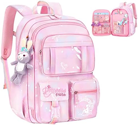 Ticllov Backpacks for Girls,Girls Backpack for Elementary School bags for Girls,Teen Suitable for Children Aged 5-15 Pink