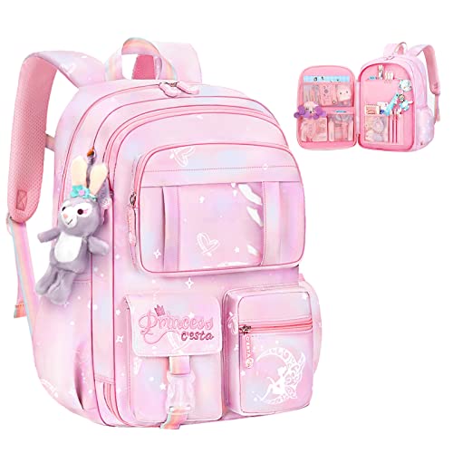 Ticllov Backpacks For Girls,Girls Backpack For Elementary School Bags For Girls,Teen Suitable For Children Aged 5-15 Pink #TOP26