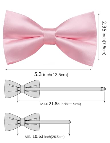 Image of Solid Color Bow Ties for Men Silk Pre-tied Tuxedo Bowtie Set 4PCS