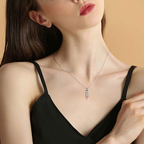 Chicsilver Lovely Cat Animal Necklace For Women Hypoallergenic 925 Sterling Silver Cat Pendant Necklace Fashion Jewelry #TOP2