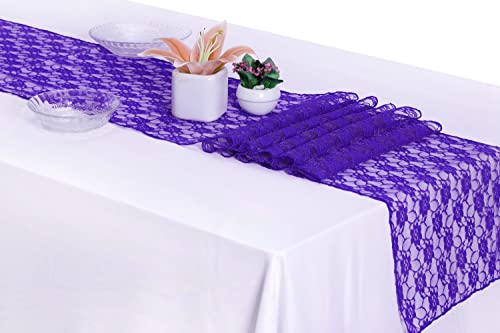 Pack of 15 Lace Table Runners 12 x 108 Inch for Wedding - Royal Blue