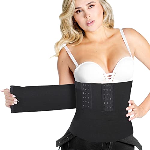 Bandage Body Wrap Waist Trainer For Women Lower Belly Fat Wrap, Wraps Stomach| Stomach Fat| Colombian Snatch Me Up With Hooks Workout (Black), One Size #TOP2