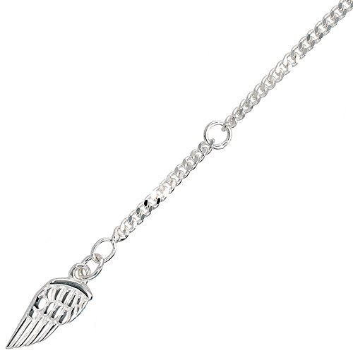 Chaîne de cheville avec ailes en argent 925 pour bracelet de cheville en argent 925 25 cm de style gothique Cover