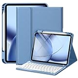 drivego Coque Clavier pour iPad A16 11/10 Ème Generation (11 Pouces 2025/10.9 Pouces 2022), Étui Keyboard à Touches Anti Arrachage avec Porte Crayon, AZERTY Layout pour iPad 10eme/11eme, Bleu