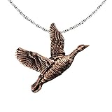 Canadian Goose Pendant, Copper Plated, 1.75 Inches, 100% Handmade in the USA, Bird, Flying, Realistic, Metal, Necklace, Charm, Over 3100 Unique Designs