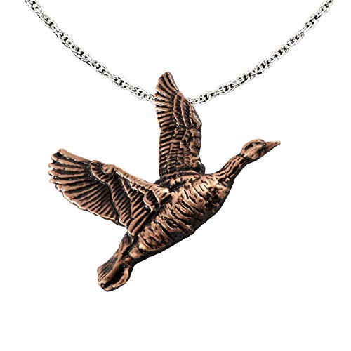 Canadian Goose Pendant, Copper Plated, 1.75 Inches, 100% Handmade in the USA, Bird, Flying, Realistic, Metal, Necklace, Charm, Over 3100 Unique Designs