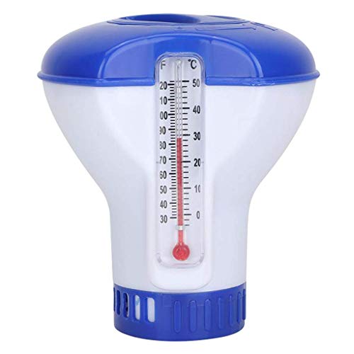 DENGHENG 5 Inch Swimming Pool Floating Chemical Chlorine Dispenser with Thermometer Disinfection Auto Applicator Pump Spa Hot Tub Supplies