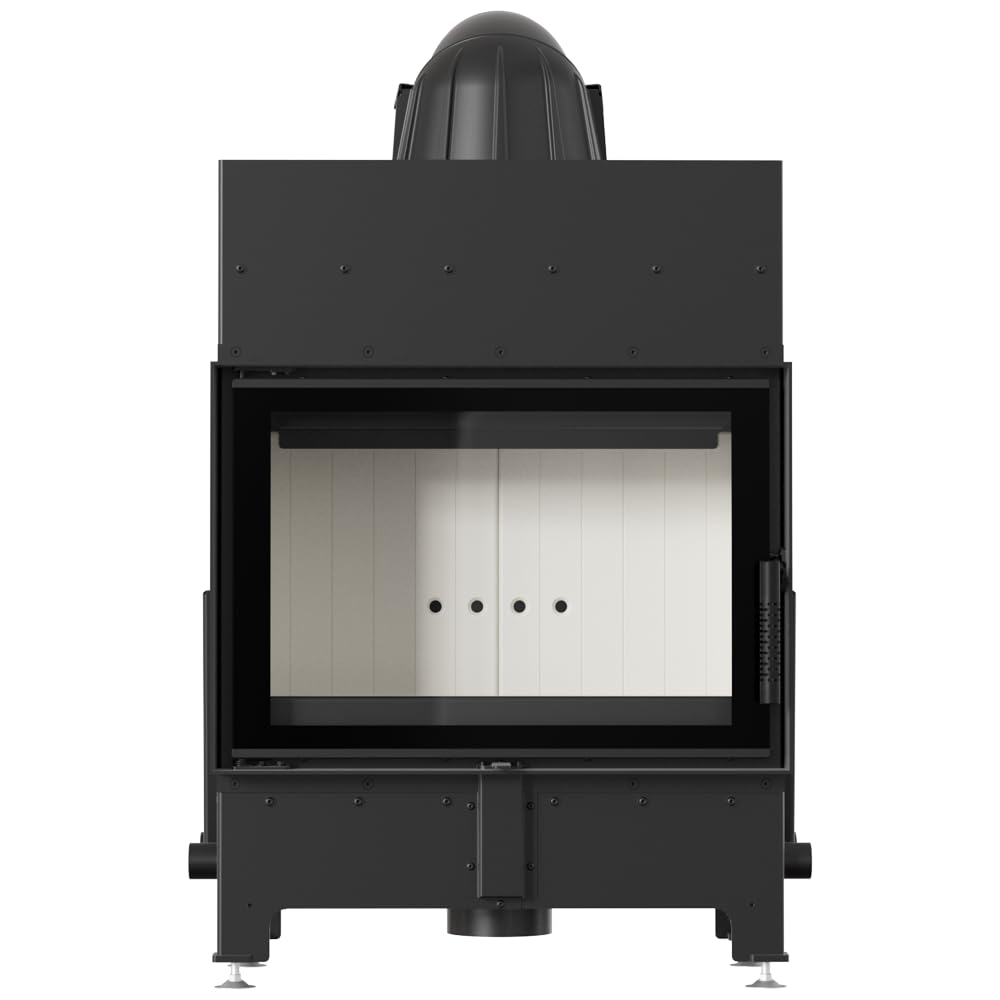 KRATKI Inserto per camino in acciaio a legna FLOKI 8 kW Ø160 frontale A S | Acciaio nero, efficienza 79,7%, classe A. Ecodesign, BImSchV 2; per recupero calore.; combustione efficiente; basse emissioni