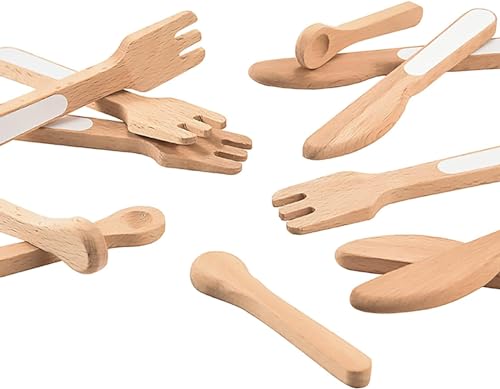 Giant bean Children's Wooden Kitchen Accessories, 27-Piece Play Kitchen Accessories, Includes Plates and Kitchen Utensils, Role Play Toy for Girls and Boys, Kitchen Accessories for Children