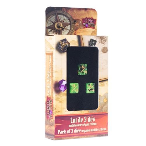 Epic Forge Set of 3 Negative Modifier Dice - 16mm - Green and Black
