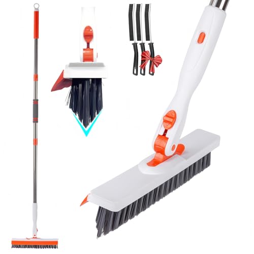 VEEVIIY Fugenbürste mit langem Stiel, V-förmige Scheuerbürste...