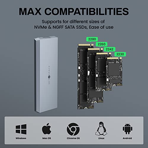 Caja externa para NVME y SATA M-Key SSD SETMSPACE miniatura 3