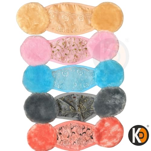 Image of K D Women & Girls Warm Winter Mask with Earmuffs | Flannel + Cotton Face Cover | Reusable, Washable & Breathable | Cold, Wind & Dust Protection | Pack of 1 (Random Color)