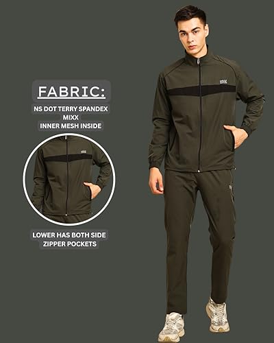 Image of BW:Beatwide Men's Tracksuit NS Dot Terry Polyester Spandex Full Stretch | Track Suit for Man Winter Wear | Sports Track Suit for Men Gym Running, Workout