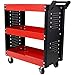 3 Tier Rolling Tool Cart on Wheels, Heavy Duty Utility Tool Cart with Pegboard - Ideal for Repair Shop, Garage, Warehouse(Red)