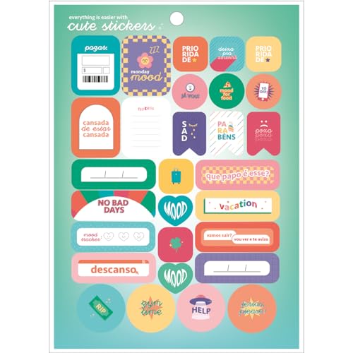 Tilibra - Adesivos Decorado Bloco para Planner 12 Folhas, Tilibra, Multicor