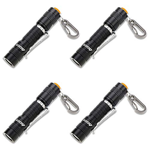 AIDIER 4 Pack Ultra Bright Compact EDC Keychain LED Flashlight 180lm Pocket Flashlight with Battery IPX7 Waterproof Tail Switch Flashlights for Camping, Hiking, Outdoor Activity Emergency Lighting