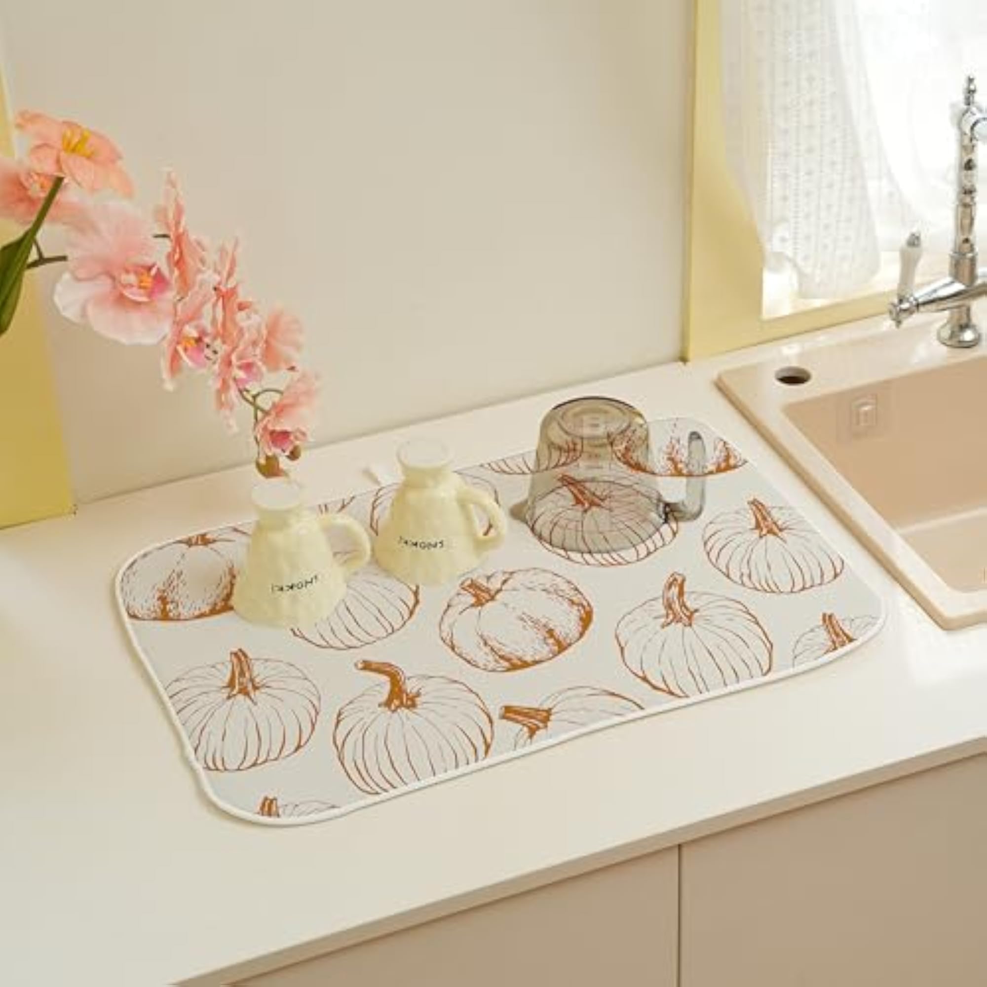 Fall Dish Drying Mat, Decorative Kitchen Pad