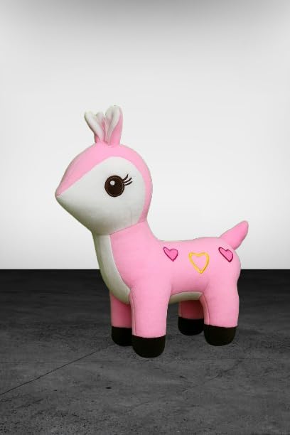 Pink Reindeer Plush Toy, 30 cm, Soft Stuffed Animal with Heart Design