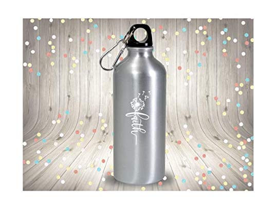 Faith Dandelion Coffee Vinyl Decal | White | Made In Usa By Foxtail Decals | For Car Windows, Tablets, Laptops, Water Bottles, Etc. | 2.1 X 4.5 Inch #TOP6