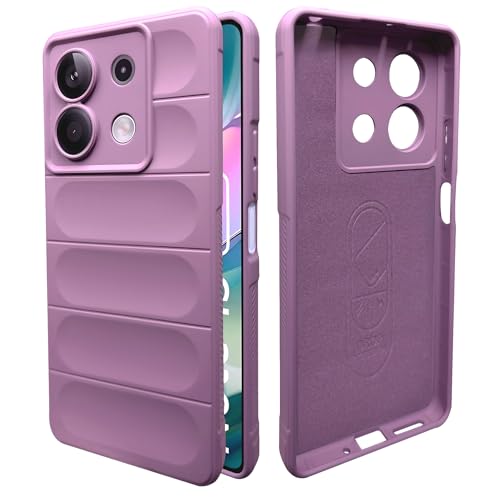 Image of A rtistque Liquid Silicone Stripes Back Cover Case for Mi Redmi Note 13 5G | with Camera Protection | with Inner Fabric | Anti Slip Grip | AirBag Case - Purple
