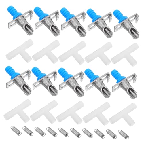 Hohopeti Rabbit Metal Drinker 10 Sets Automatic Waterer Rabbit Water System Small Animal Water Bottles