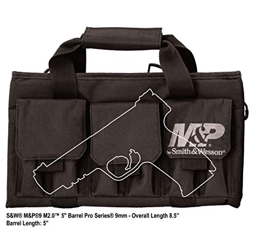 Smith & Wesson M&P Pro Tac Padded Single Handgun Case With Ballistic Fabric Construction And External Pockets For Shooting, Range, Storage And Transport #TOP5