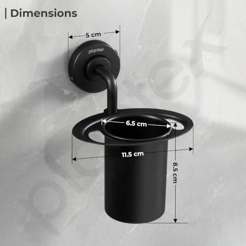 Image of Plantex Toothbrush Holder for Bathroom /304 Grade Stainless Steel Tumbler Holder /Toothpaste Holder /Bathroom Accessories - Pack of 1 (Black)