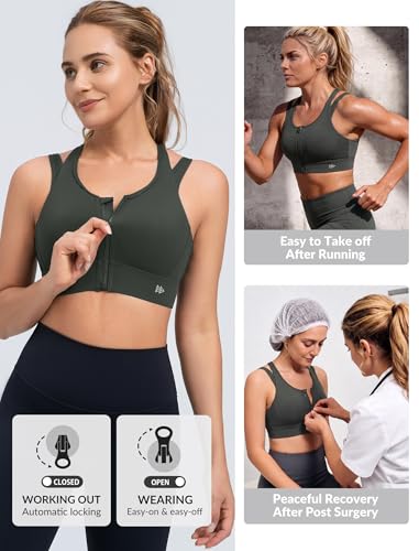 Image of Yvette Front Closure High Support Sports Bras for Women Double Straps Plus Size Sports Bra with Sewn in Pads