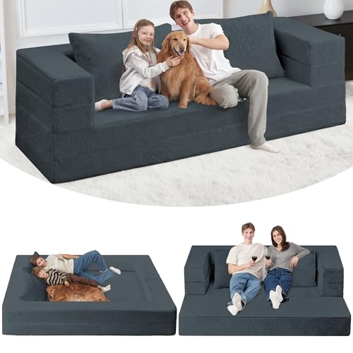 Cansunna Folding Bean Bag Chair for Adults,3-in-1 Bean Bag Couch