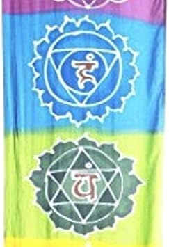 Hands Of Tibet Chakra Banner - Rainbow Seven Chakra Wall Hanging - 13.5 Inches by 72 Inches - Balinese Handicraft - Meditation/Yoga Occasion
