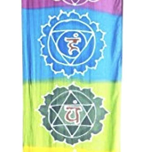 Hand Batiked Rainbow Chakra Seven Chakra Banner Wall Hanging Prayer Flag. Crown Chakra, Third Eye, Throat Chakra, Heart Chakra, Spleen Chakra, Solar Plexus, Root Chakra, #TOP4