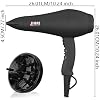 JINRI Hair Dryer, 3 Heat & 2 Speed, 1875W, with Diffuser, with Concentrator, Ionic Technology & Infrared - Black, Detachable Air Intake, Non-Foldable, Hanging Strap, 125V, JR-104