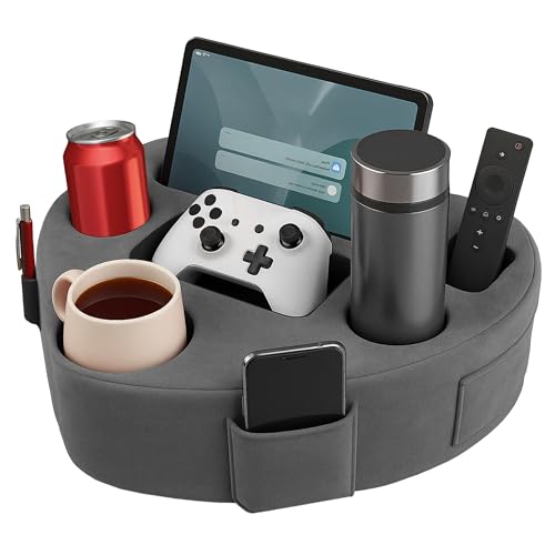 CozyGrip Heart 8-in-1 Couch & Bed Cup Holder Gray